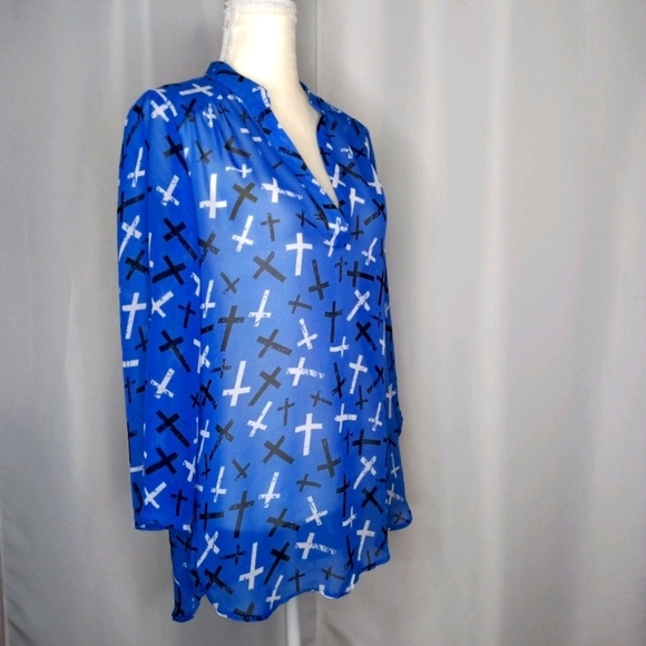 Rue21 Cross Graphic Sheer Blouse - Picture 2 of 6